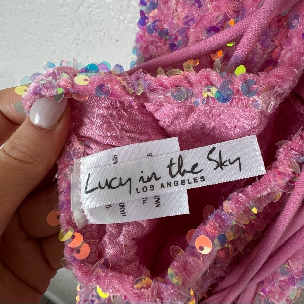 Lucy in the Sky Lissy Velvet Sequin Maxi Dress in Pink Size Small - Picture 4 of 5
